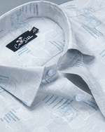 Gloster Light Gray with Dark Gray Flower Print Shirts for Men