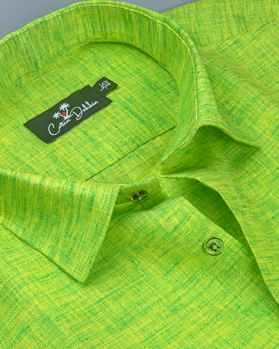 Linen Parrat Green Colour Shirts for Men