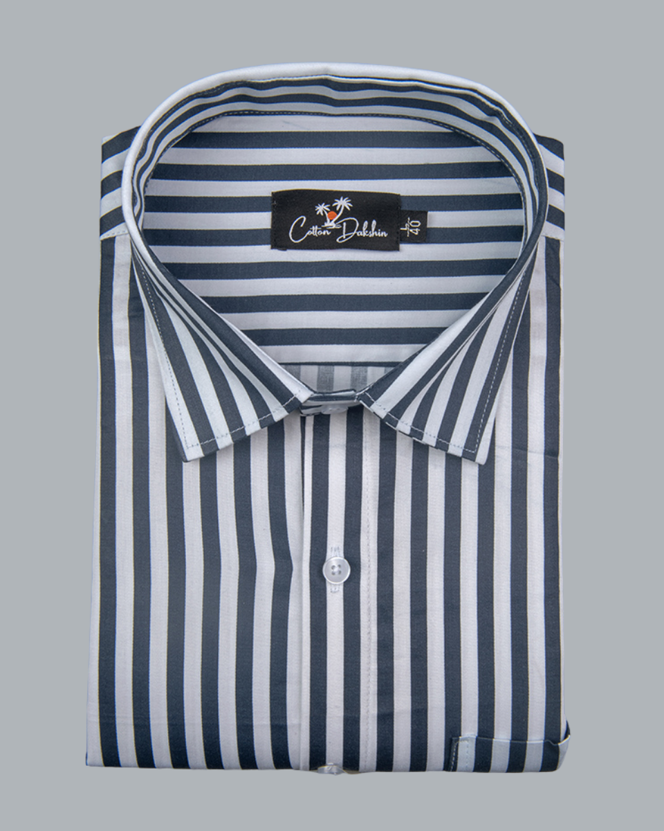 Cotton White with Navy Blue Linning Shirts for Men
