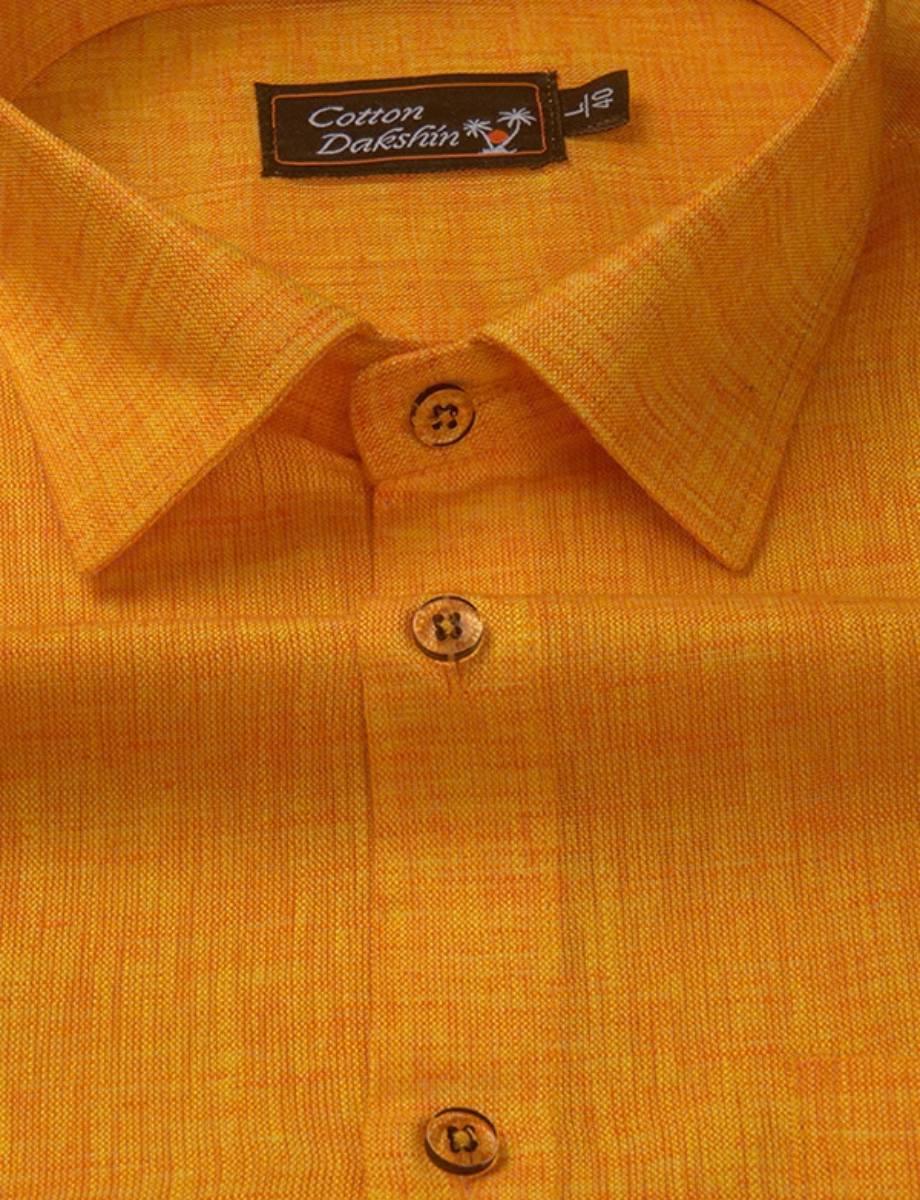 Linen Dark Orange Colour Shirts for Men
