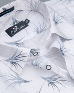 Linen White With Dark Grey Flower Print Shirts