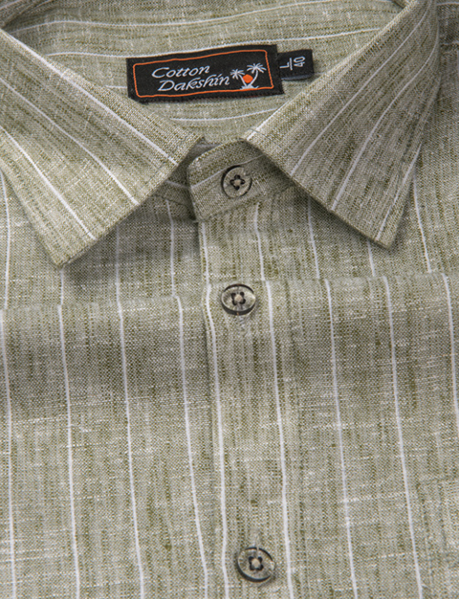 Euro Linen Pista Green with Lining Shirts for Men