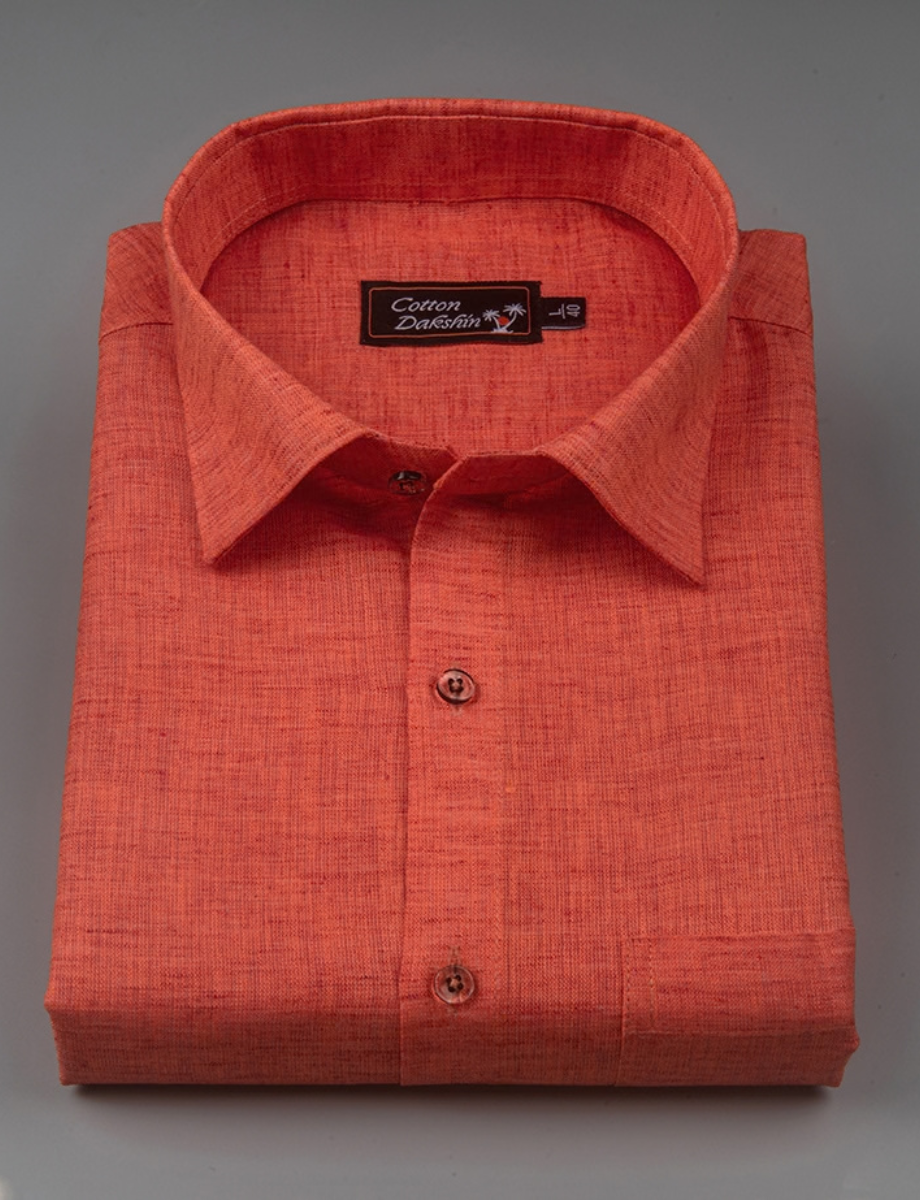 Linen Dark Peach Colour Shirts for Men