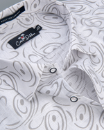 Linen White With Light Grey Circle Print Shirts