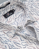 Italian Linen Cream With Brown Grey Sparkle Print Shirts