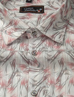 Cotton Printed White with Red Gray Mix Zickzack Print Shirts for Men