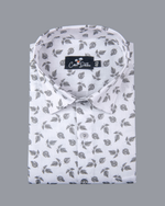 Turkey Linen White with Black Batel Print Shirts for Men