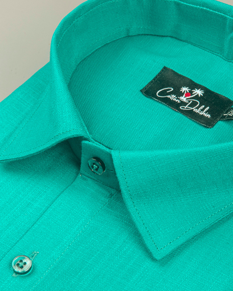 Cotton Rama Green Colour Shirts for Men