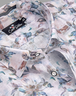 Italian Linen Mix Rama Brown Print Shirts