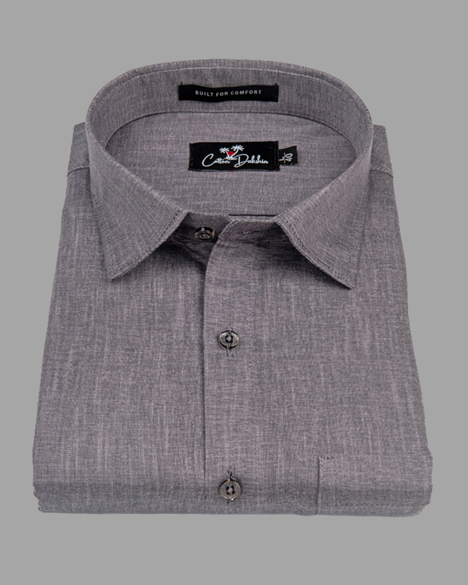 Blended Linen Gray Colour Shirts For Men