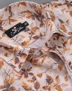Belgium Linen Light Marrun with Dark Marrun Flower Print Shirts for Men