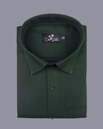 Cotton Bottle Green Colour Shirts for Men