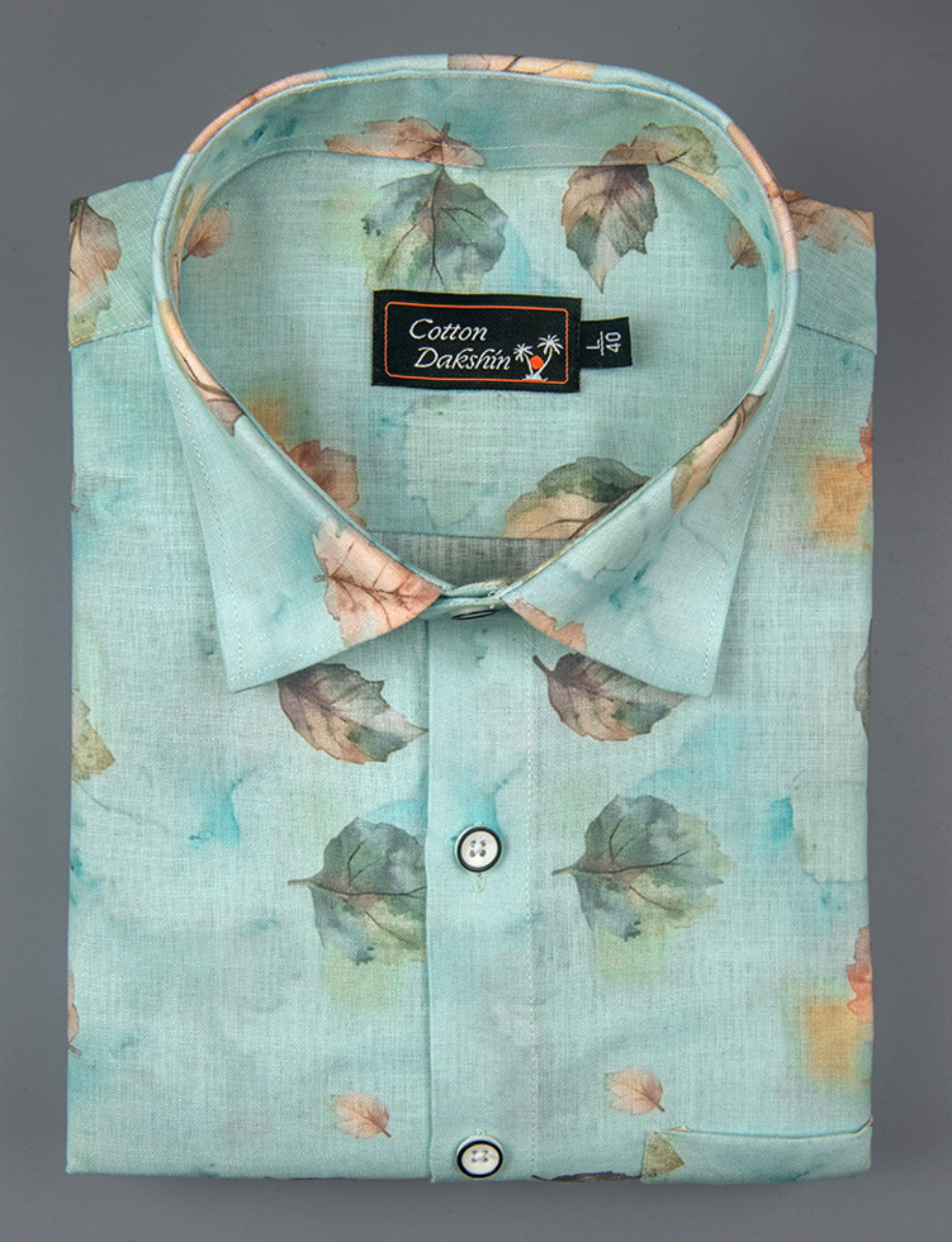 Linen Prime Rama with Fone Flower Print Shirts for Men