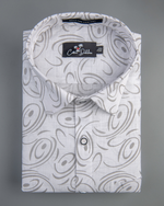 Linen White With Light Grey Circle Print Shirts