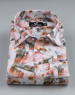 Belgium Linen Bristol Red Mahendi Print Shirts for Men