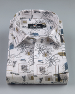 Belgium Linen Mehndi Black Print Shirts for Men