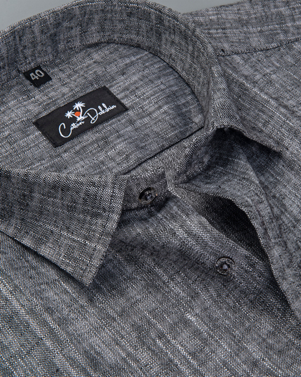 Linen Dark Grey Colour Shirt for Men