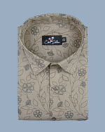 Linen fone with Black Flower Print Shirt for Men