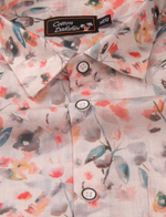 Linen Prime Light Orange with Red Rama Mix Flower Print Shirts