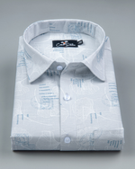 Gloster Light Gray with Dark Gray Flower Print Shirts for Men