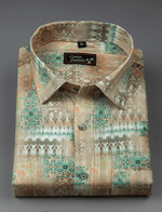 Cotton Printed Rama with Orange mix Print Shirts for Men