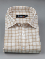Linen White with Fone Checks Shirts for Men