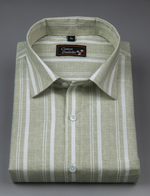 Slub Linen Pista Green with White Lining Shirts for Men
