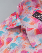 New Italian Linen Pink Rama Print Shirts for Men