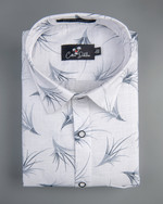 Linen White With Dark Grey Flower Print Shirts