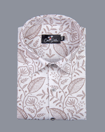 New Linen White with Marrun flower Print Shirts for Men