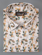 Linen Prime Fone with Rama Flower Print Shirts for Men