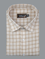Linen White with Fone Checks Shirts for Men