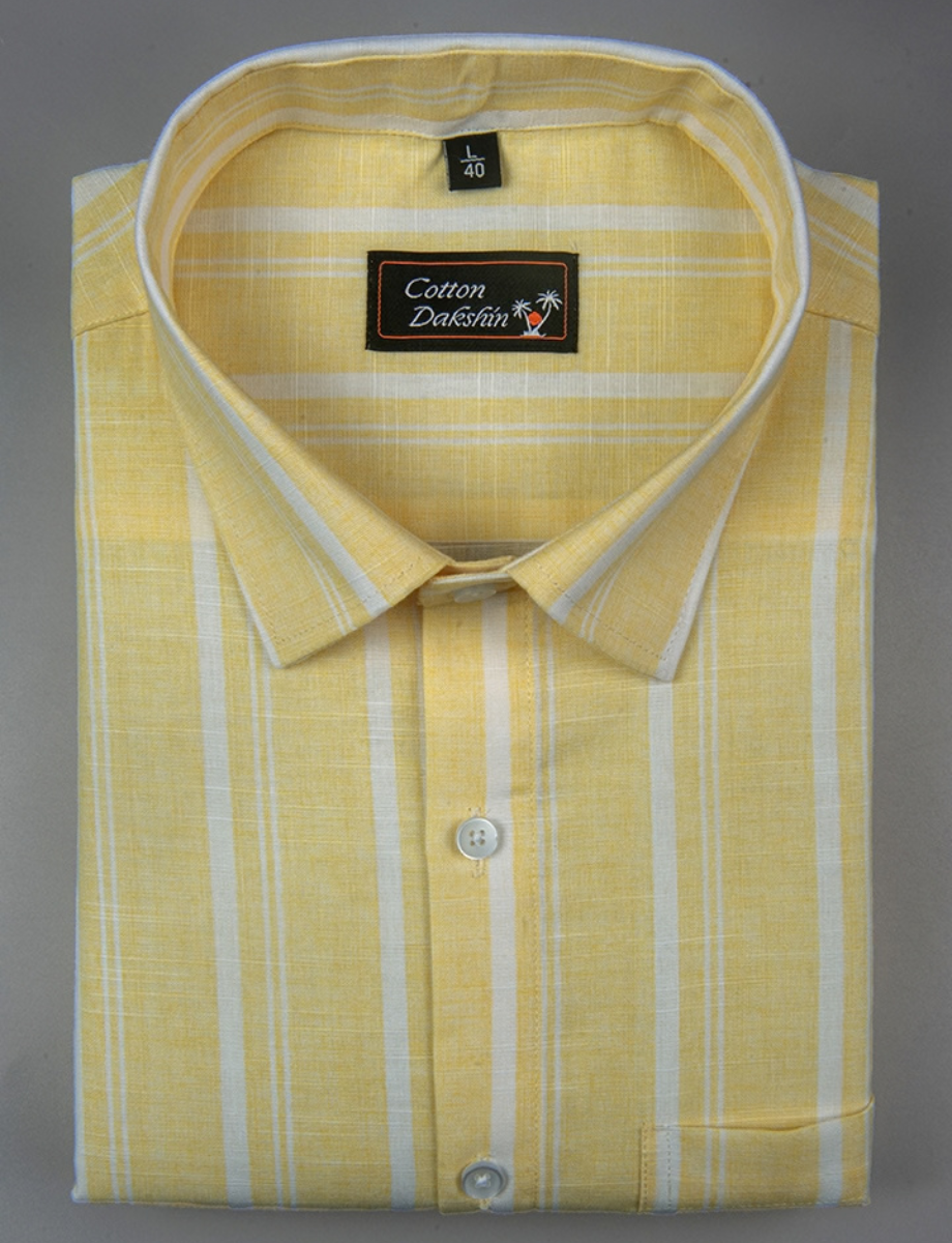 Slub Linen Yellow with White Lining Shirts for Men