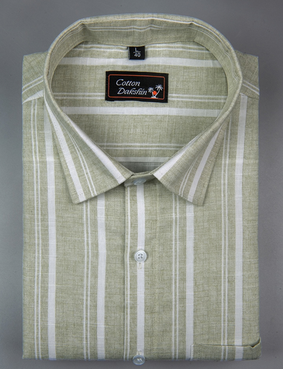 Slub Linen Pista Green with White Lining Shirts for Men