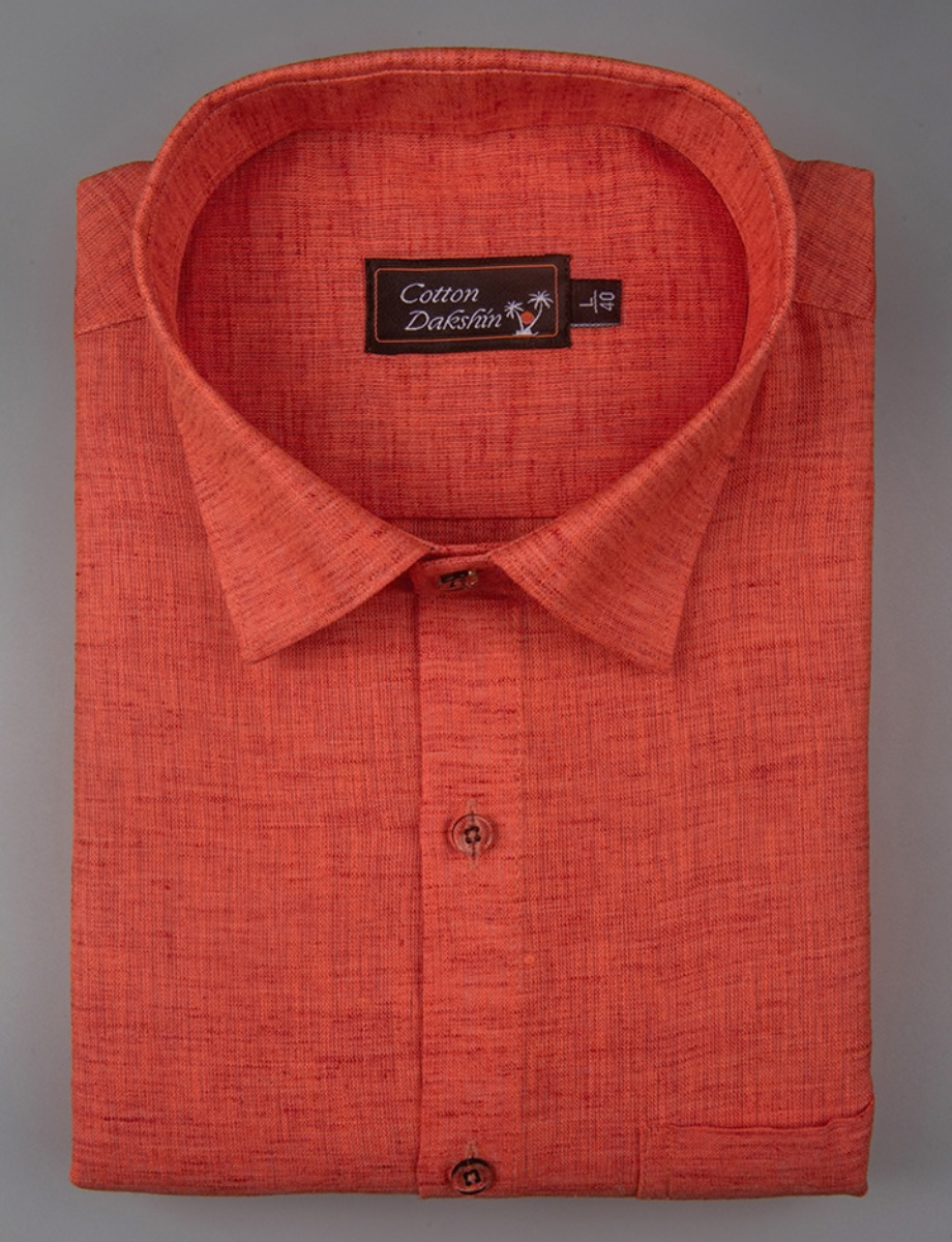 Linen Dark Peach Colour Shirts for Men