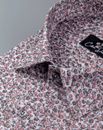 Turkey Linen Pink Black Flower Print Shirts for Men