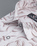 Linen White With Marun Print Shirts