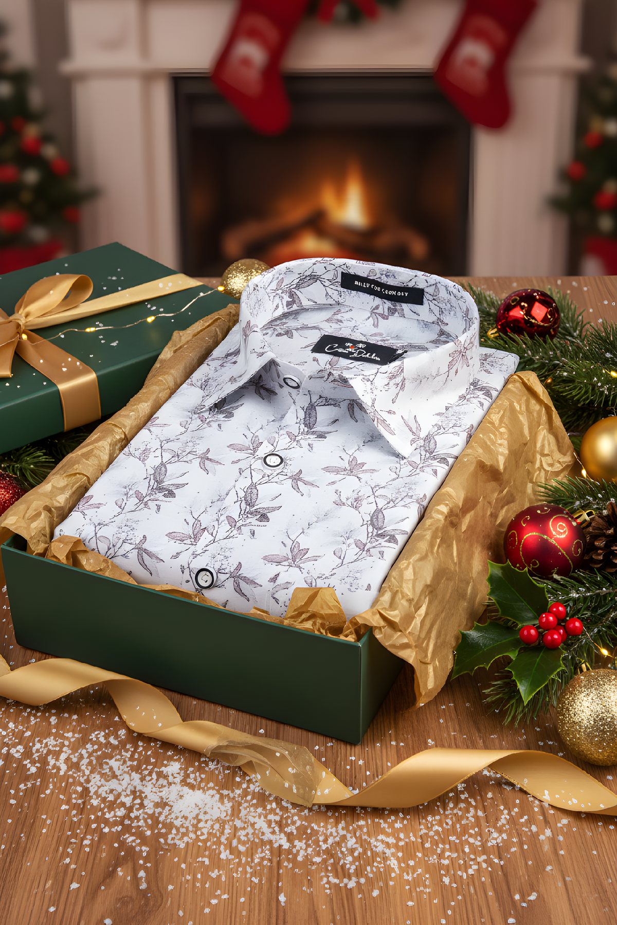Italian Linen Gray With Brown Flower Print Shirts