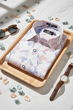 Italian Linen Light Pink With Lavender Print Shirts