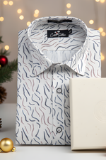 Italian Linen Cream With Brown Grey Sparkle Print Shirts