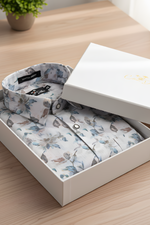 Italian Linen Mix Rama Brown Print Shirts