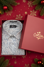 Italian Linen Cream With Brown Grey Sparkle Print Shirts