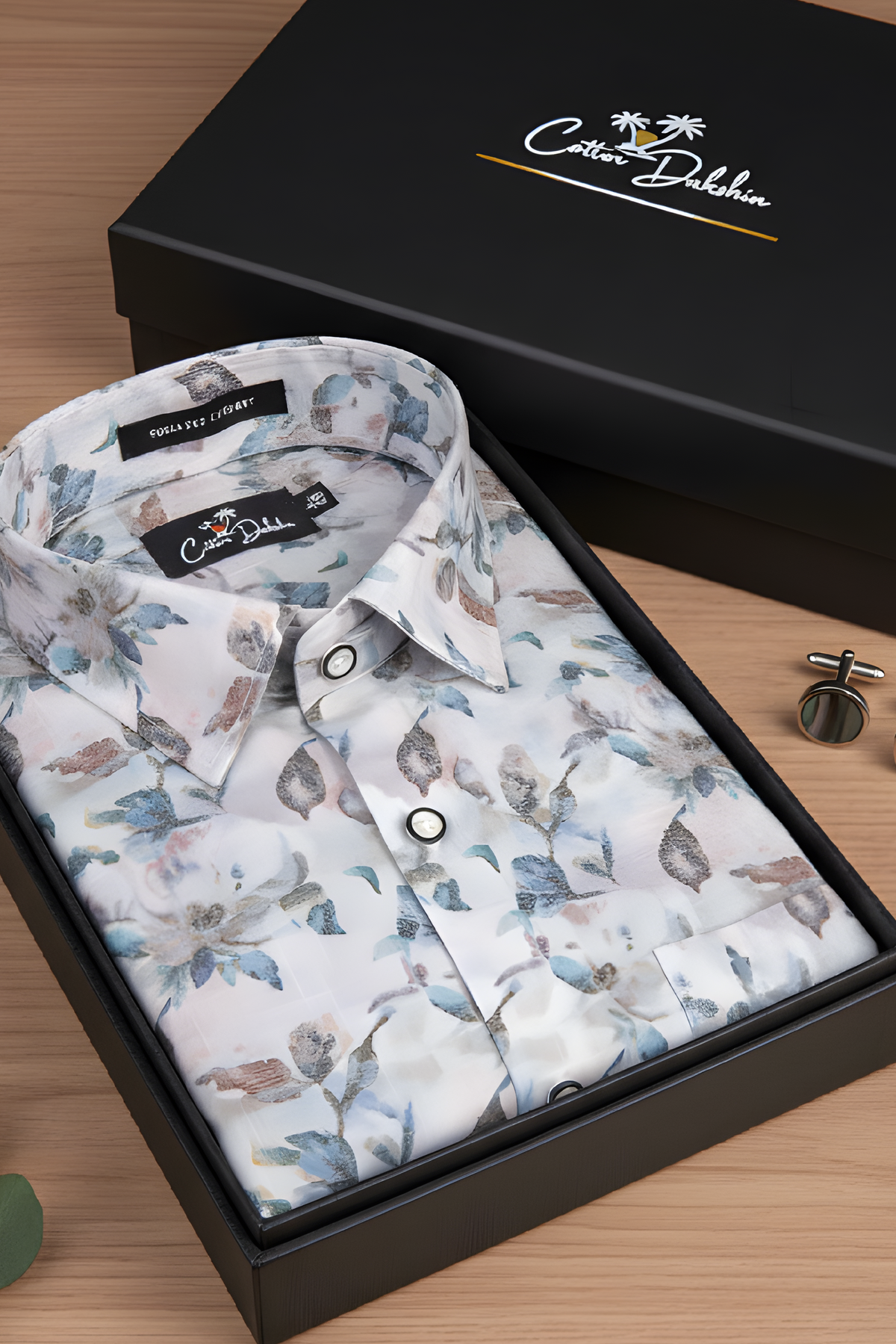 Italian Linen Mix Rama Brown Print Shirts