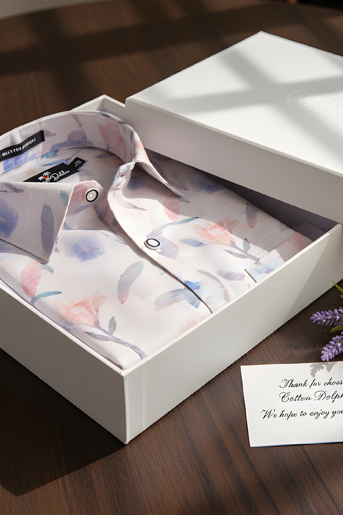 Italian Linen Light Pink With Lavender Print Shirts