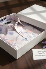 Italian Linen Light Pink With Lavender Print Shirts