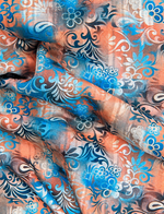 Cotton Printed Blue with Orange Mix Print Shirts for Men