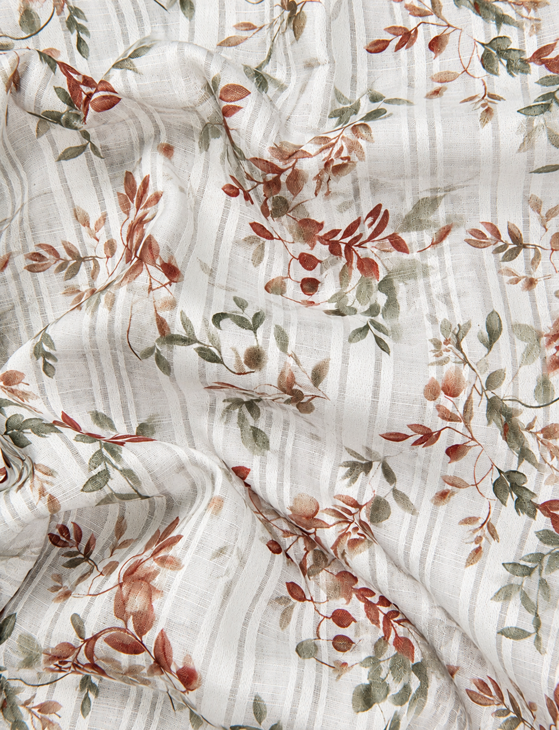 Cotton Printed White with Marrun Leaf Print Shirts for Men