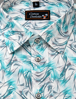 Cotton Printed white Rama Mix Zickzack Print Shirts for Men