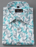 Cotton Printed white Rama Mix Zickzack Print Shirts for Men