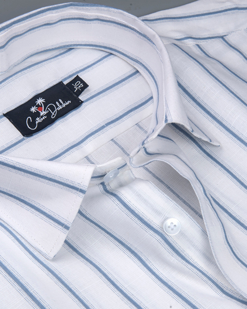 Linen White with Blue Lining Shirts for Men